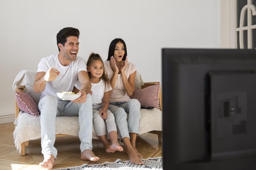 tv parents enfants canapé